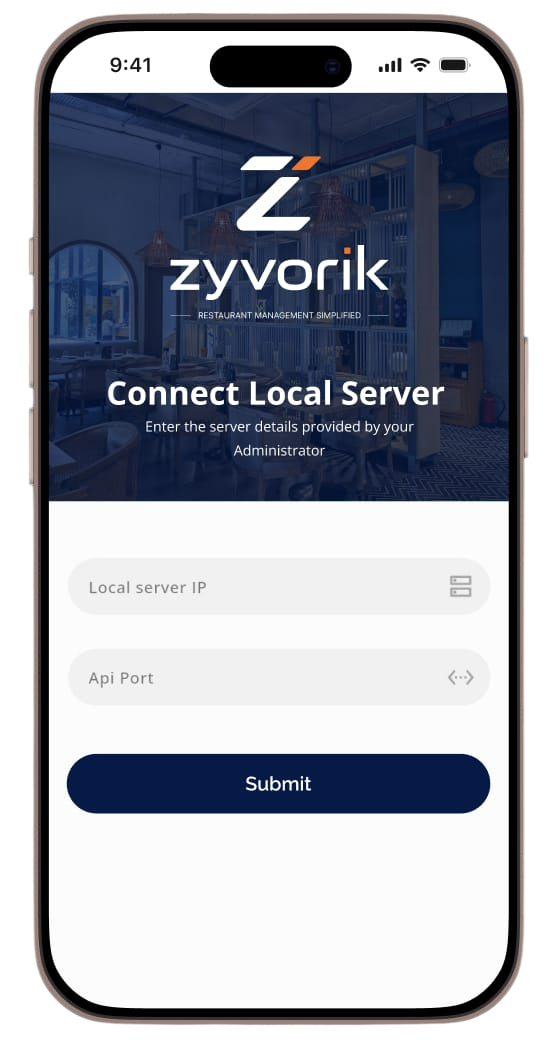 Zyvorik app — Local server connection