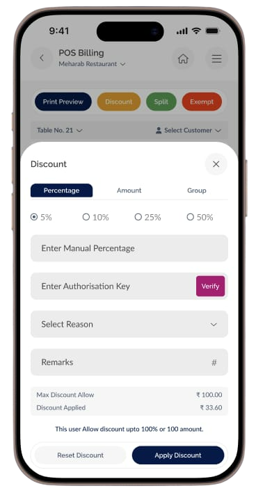 Zyvorik app — Discount controls